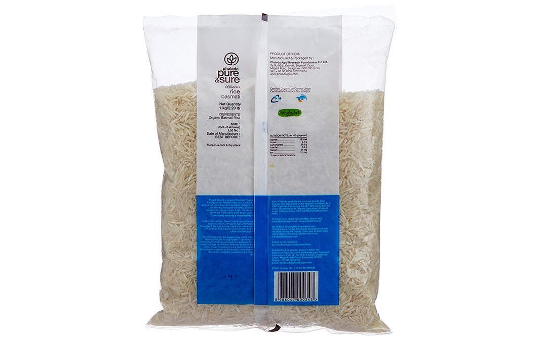 Pure & Sure Organic Basmati Rice    Pack  1 kilogram